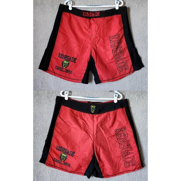 Renegade Fight Gear Red Black BJJ Jiu Jitsu MMA Boxing Grappling Shorts Size 40 - Picture 1 of 16